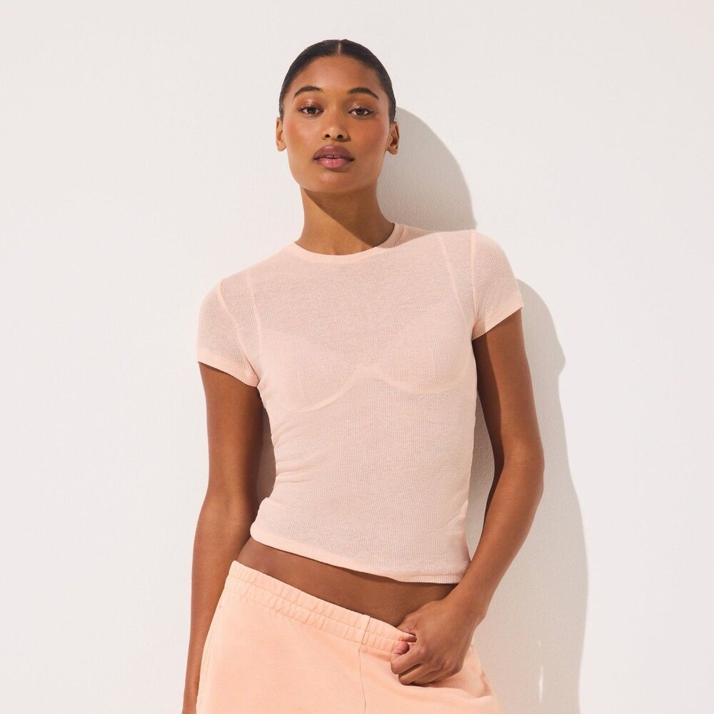 Skims Threadbare Rib Crewneck Standard T Shirt Top Villa Small NWT